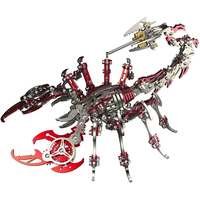 RED 3D METAL PUZZLE SCORPION FOR ADULTS, DIY 3D METAL MODEL KITS TO BUILD WITH TOOL, COLORFUL 3D DESKTOP MODEL KITS BUILDING TOYS FOR ADULTS/TEENS - Image 1